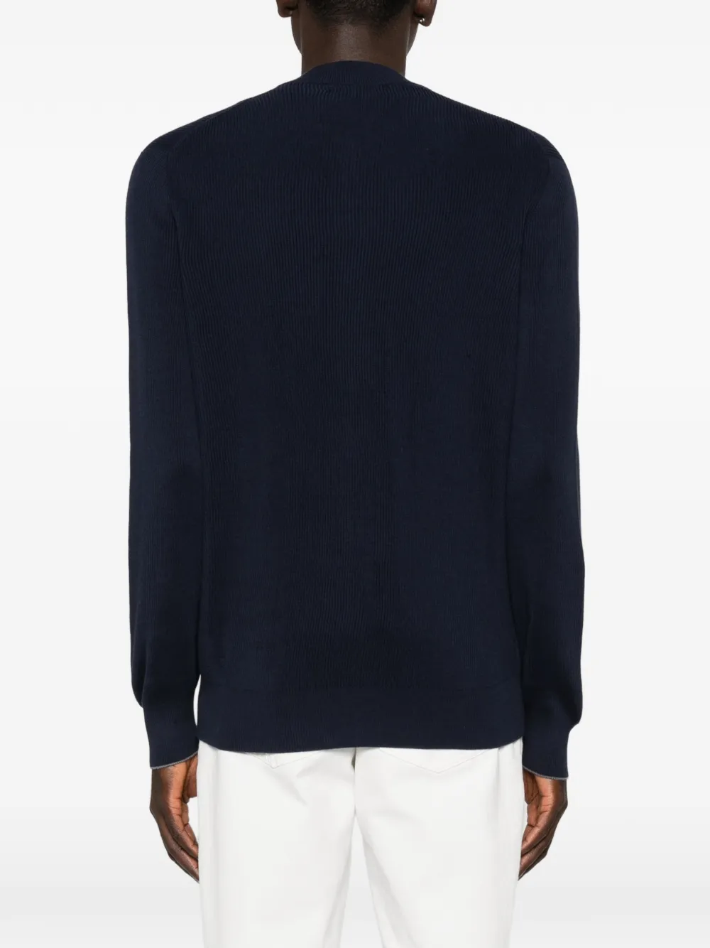 Brunello Cucinelli Geribbelde trui met rits Blauw