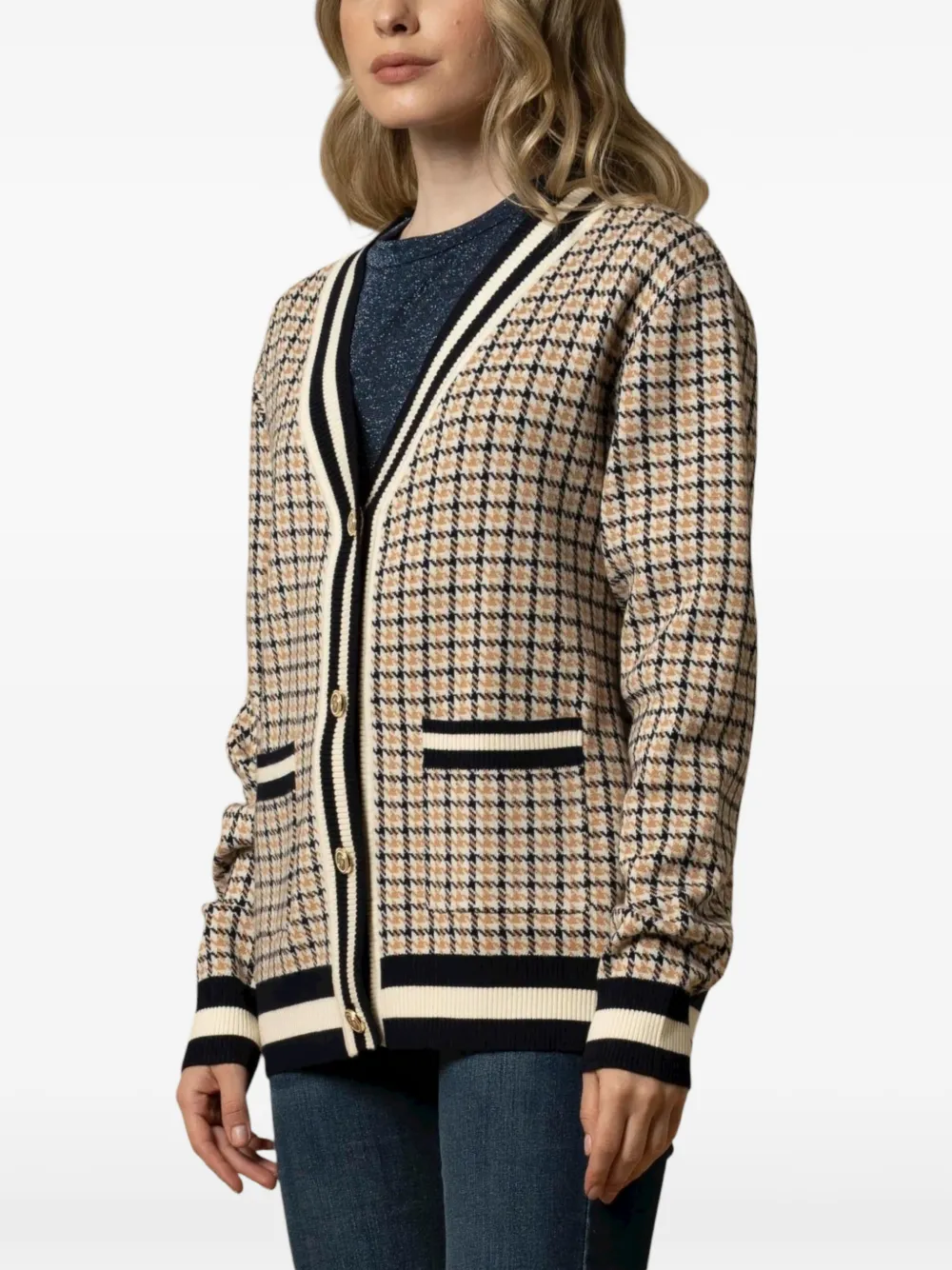 Kocca Armanda check pocket cardigan - Toni neutri