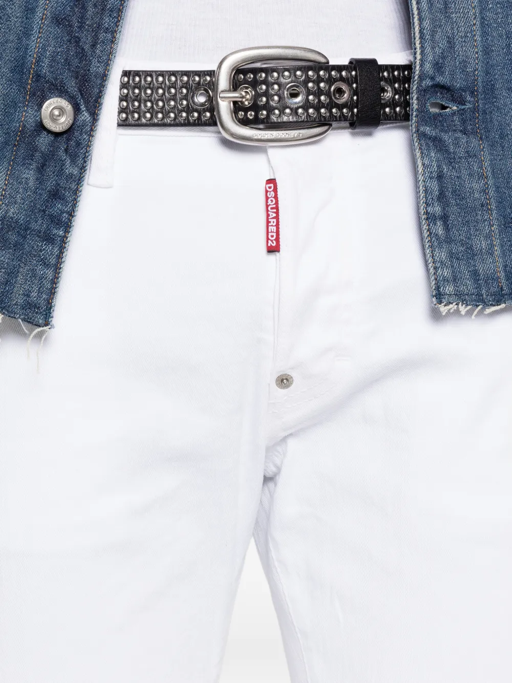 DSQUARED2 Skater rivet katoenen skinny jeans Wit