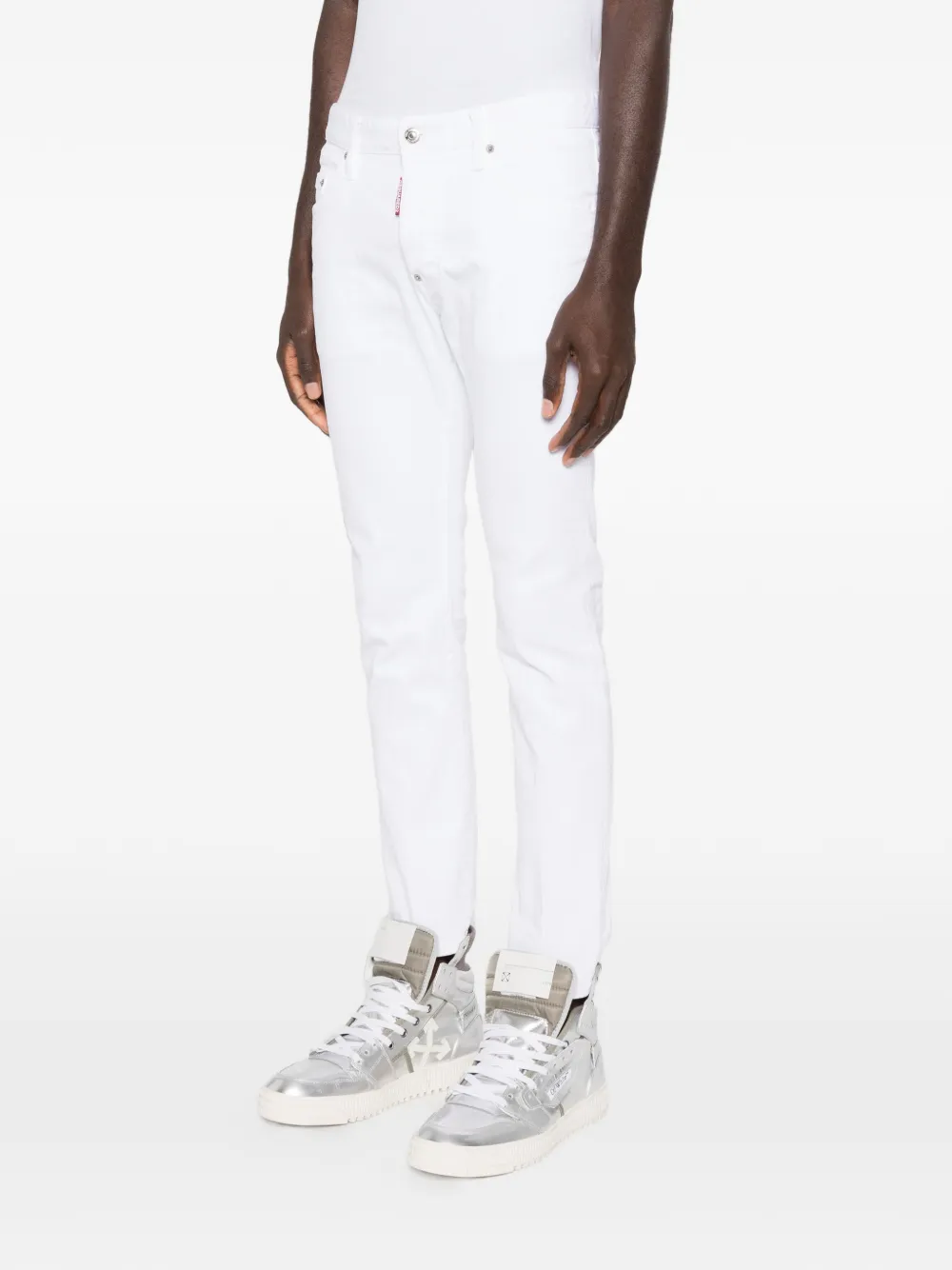 DSQUARED2 Skater rivet katoenen skinny jeans Wit