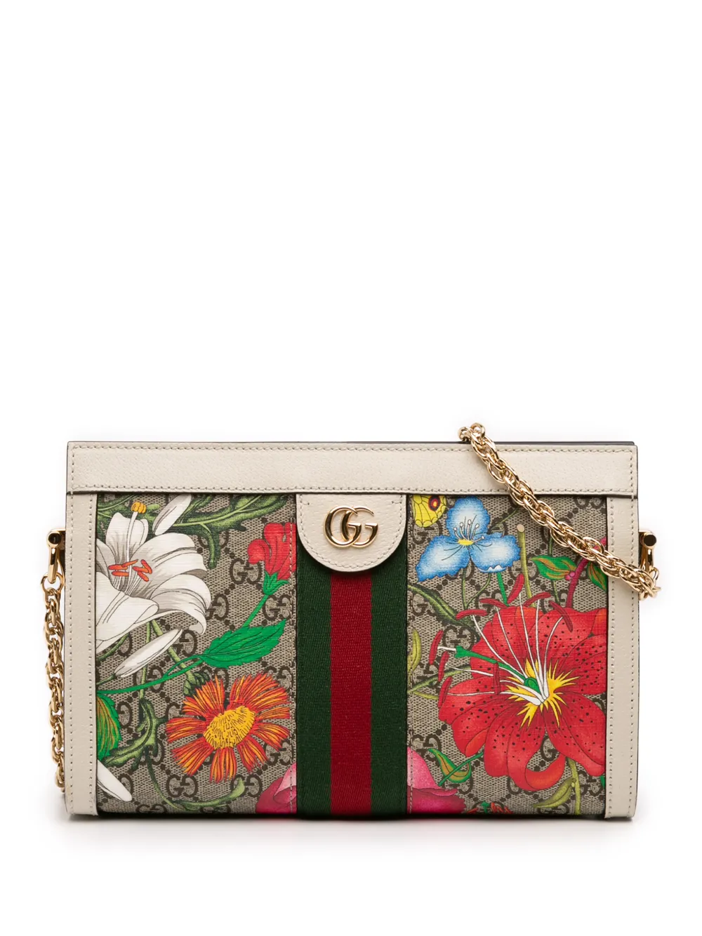 Gucci Pre-Owned 2016-2025 Small GG Supreme Flora Ophidia Chain crossbody bag - Brown