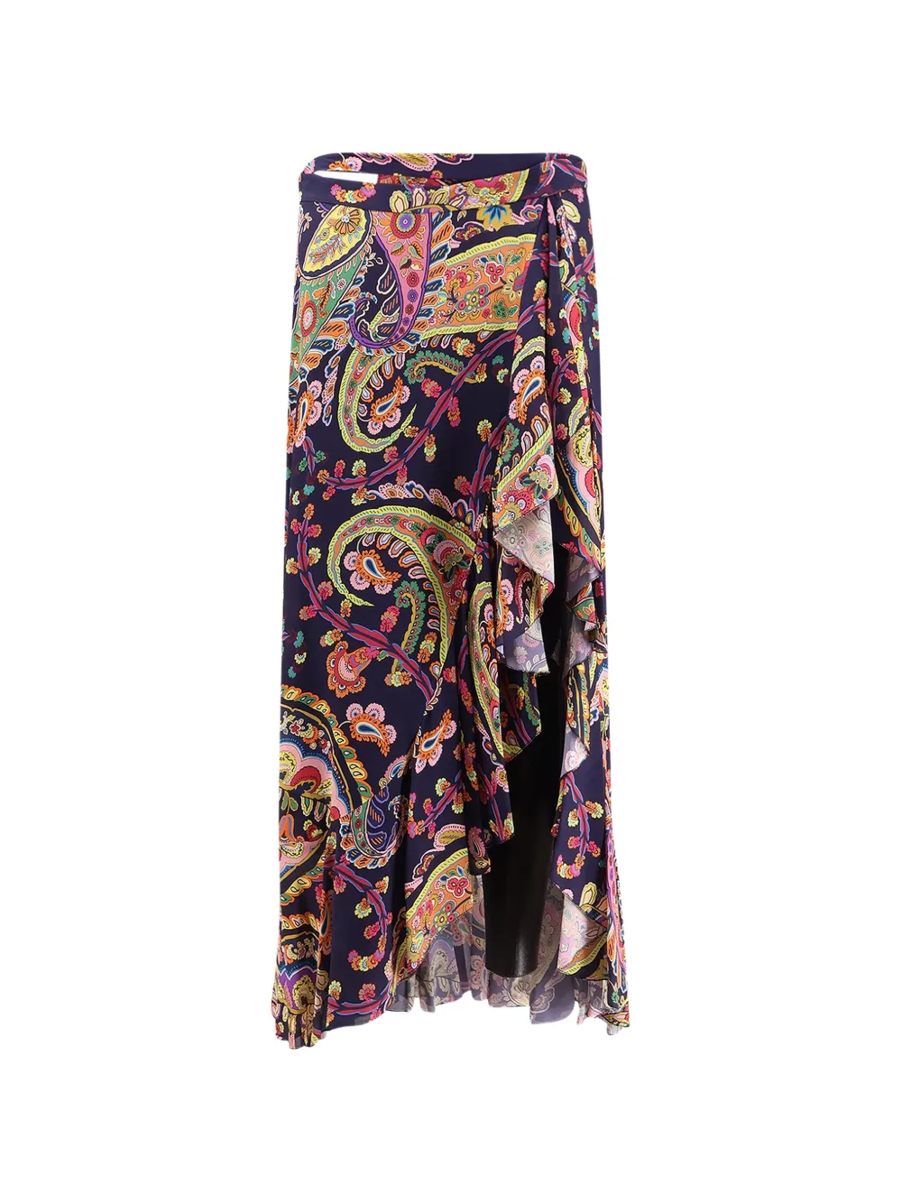ETRO ruffled paisley skirt - Blu