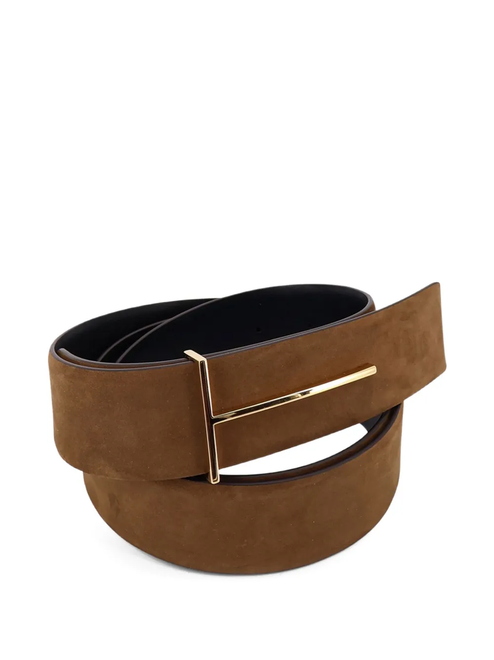 TOM FORD Suède riem met T-gesp Beige