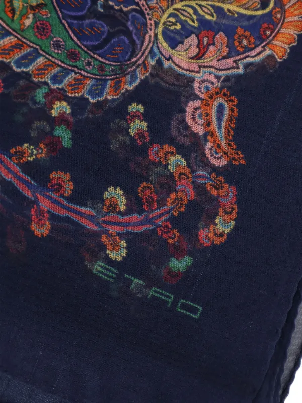 【極美品】ETRO シルク100% スカーフ ペイズリー 濃紺 イタリア製 ETRO ペイズリー スカーフ | ブルー | FARFETCH JP
