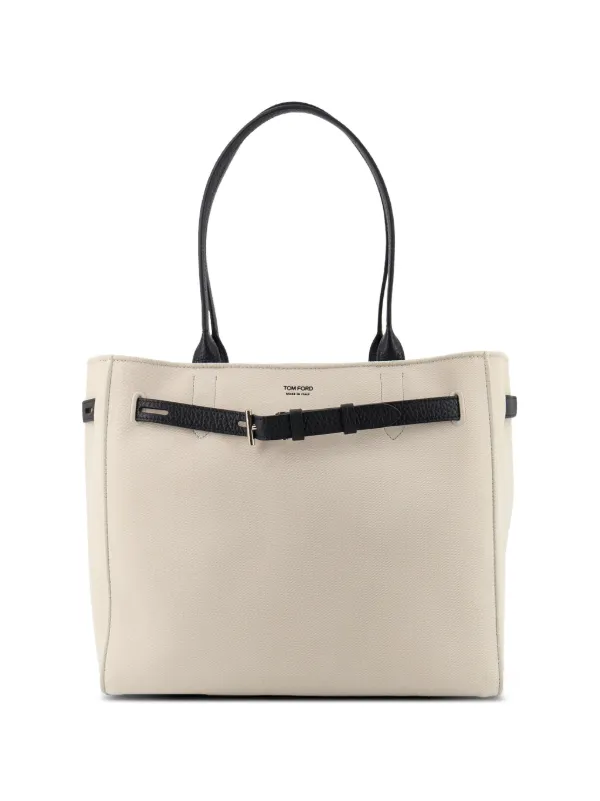 Tom Ford Canvas and Leather Audrey Medium Tote in Neutrals