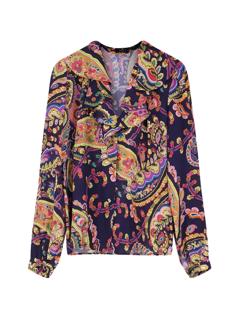 ETRO ruffled paisley blouse - Blu