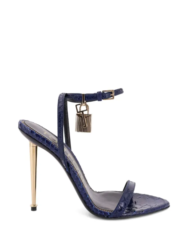 Tom Ford Leather Heeled Sandals in Blue