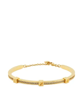 FENDI crystal-embellished FF-logo Bracelets | Gold | FARFETCH