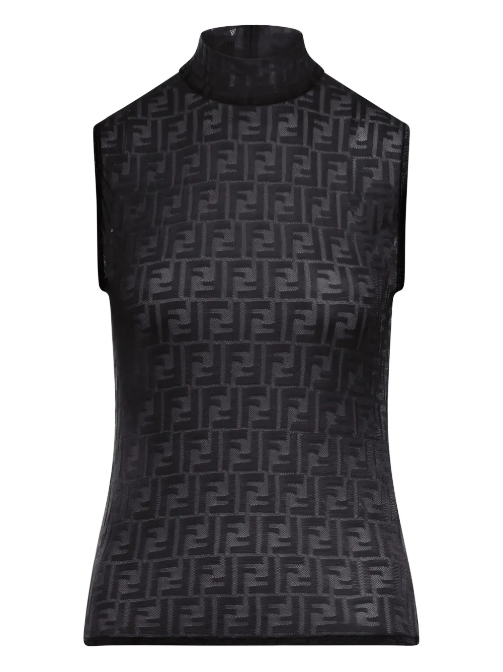 Fendi High-neck Patterned Top In Black