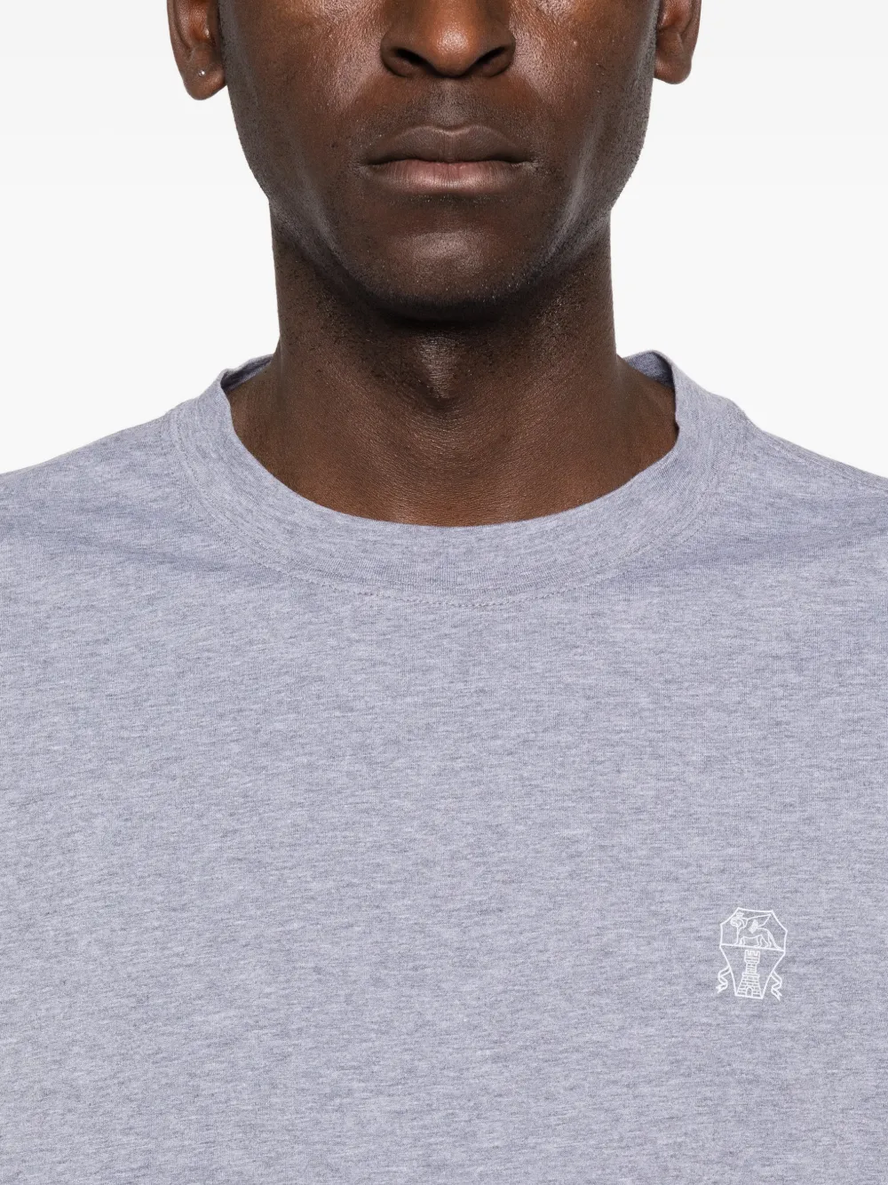 Brunello Cucinelli Jersey T-shirt met ronde hals en logo Grijs