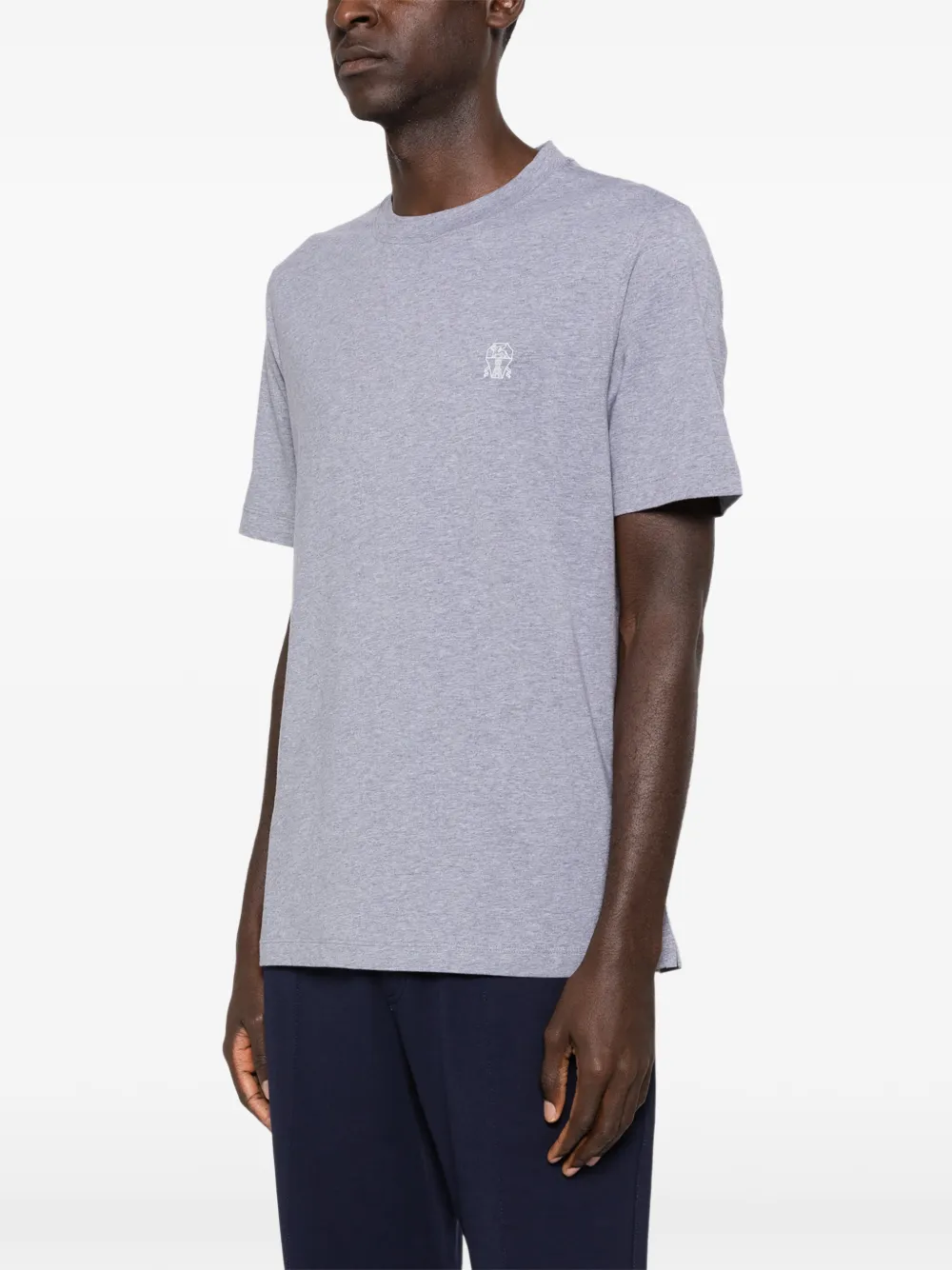 Brunello Cucinelli Jersey T-shirt met ronde hals en logo Grijs
