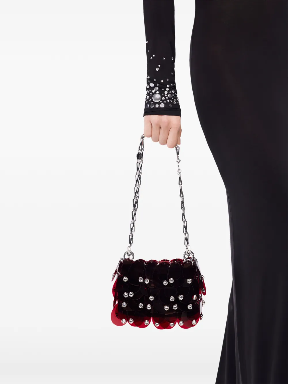 Rabanne chain-strap shoulder bag - Rood