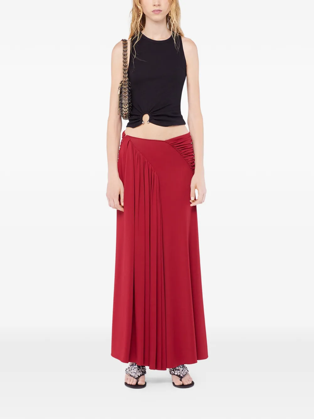 Rabanne Maxi-rok met ruches - Rood