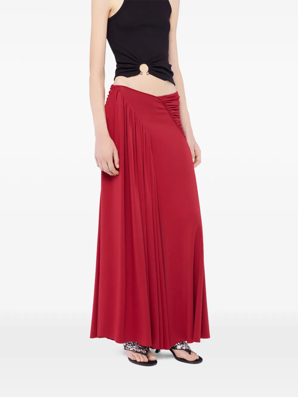 Rabanne Maxi-rok met ruches Rood