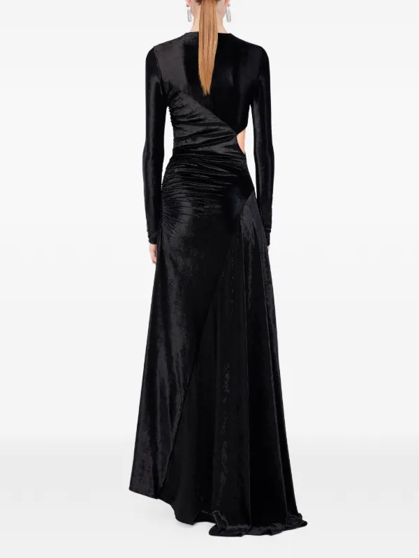 Rabanne Draped Velvet Maxi Dress | Black | FARFETCH ID