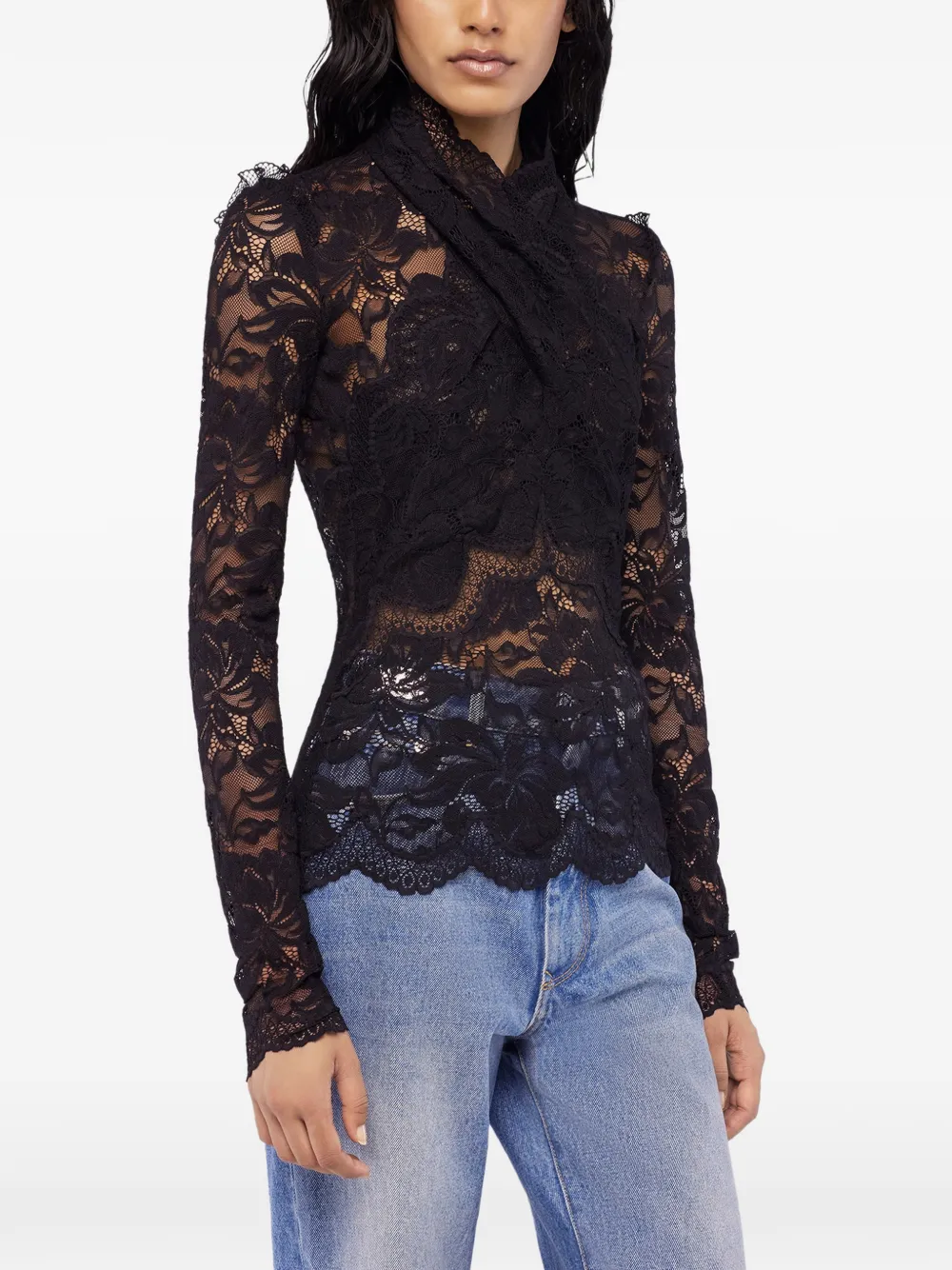 Rabanne Blouse met kant Zwart