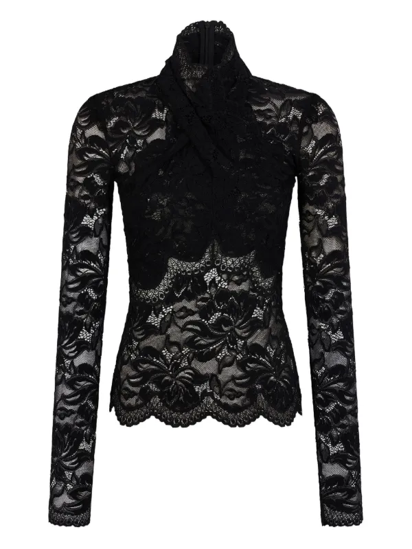 Rabanne Lace Long-sleeve Blouse in Black