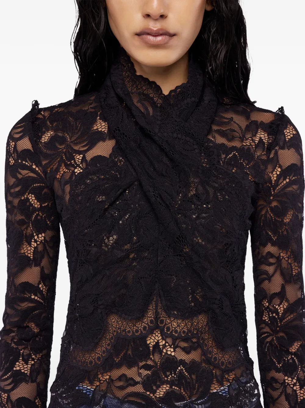 Rabanne Blouse met kant Zwart
