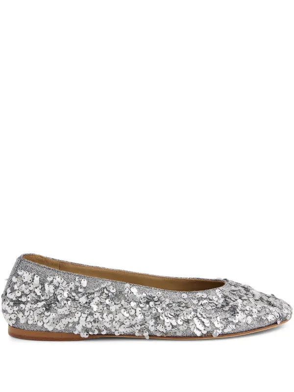 Rabanne Sequin Ballet Flats in Silver