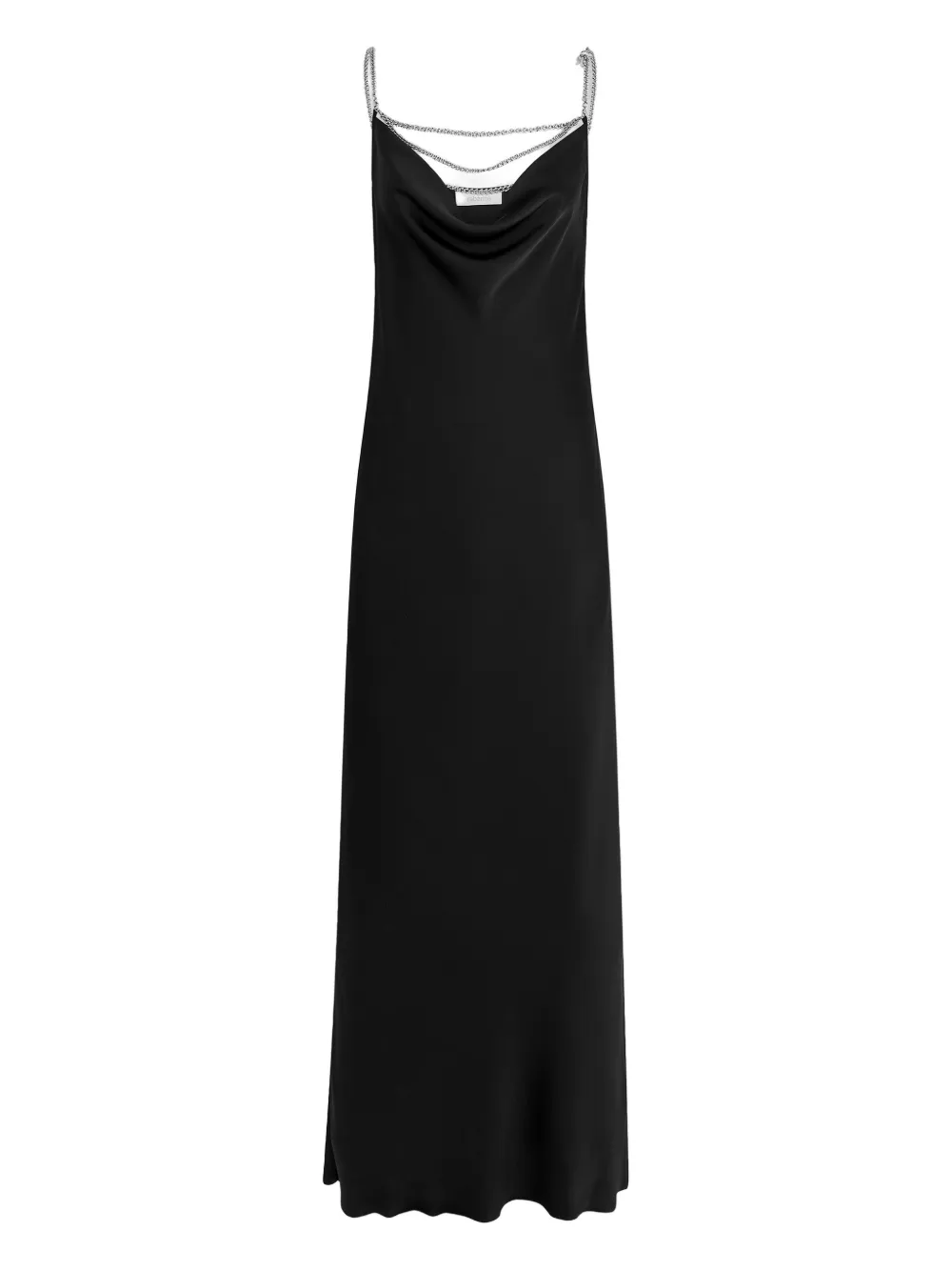 Rabanne chain strap satin slip dress - Nero