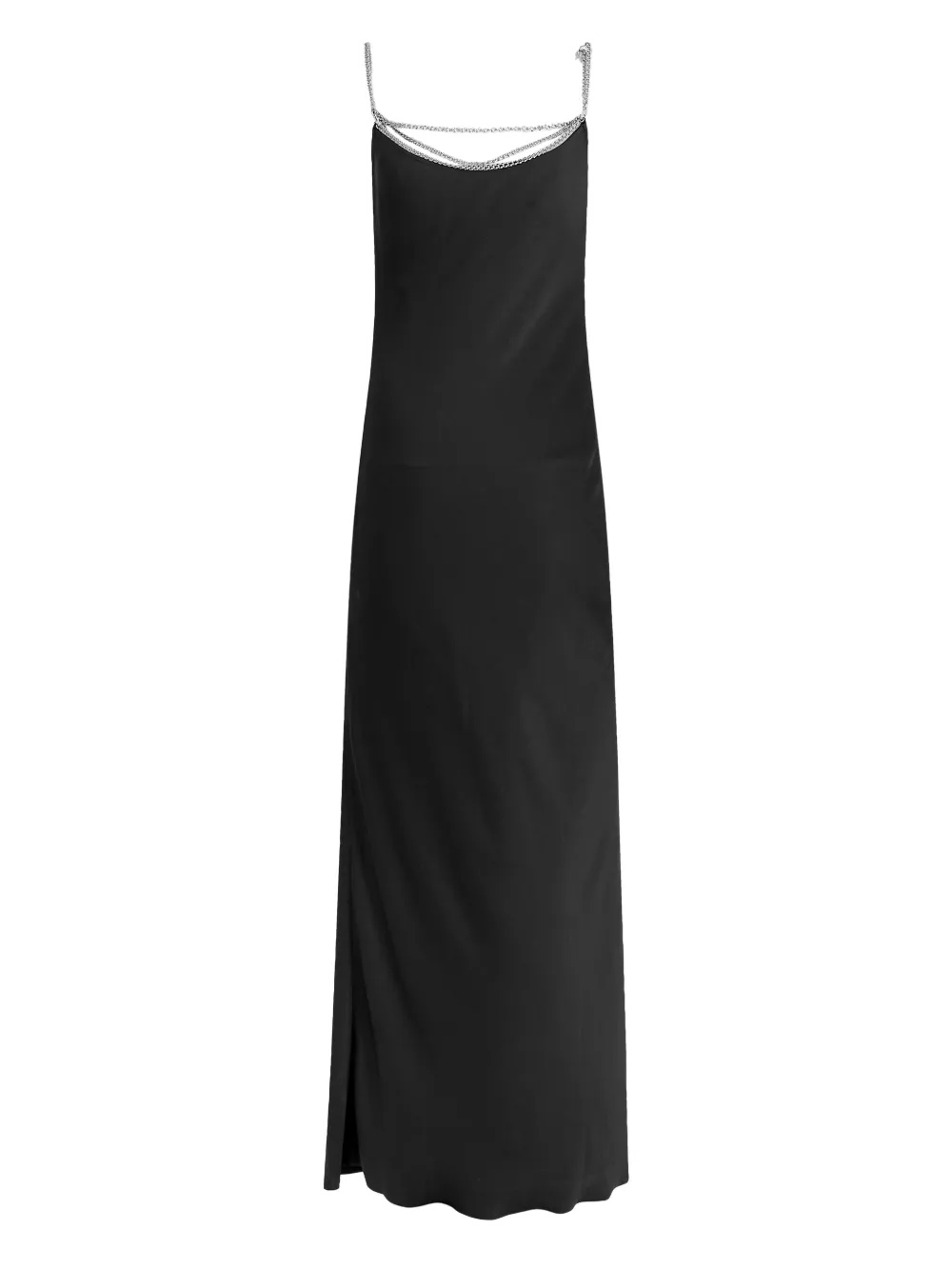 Rabanne chain strap satin slip dress - Zwart