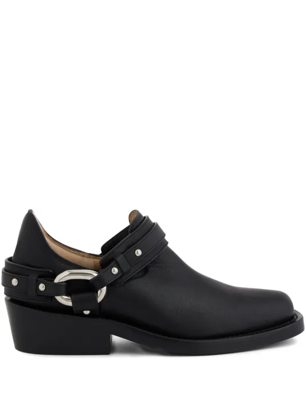 Rabanne Biker Ankle Boots in Leather in Black