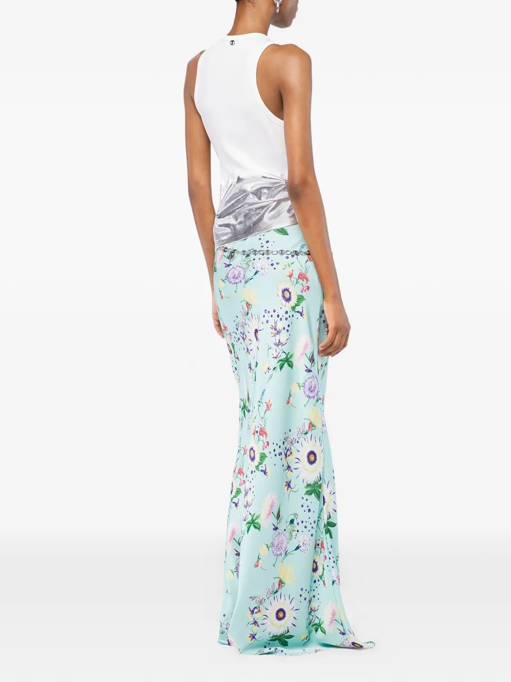Rabanne Rok met bloemenketting Blauw
