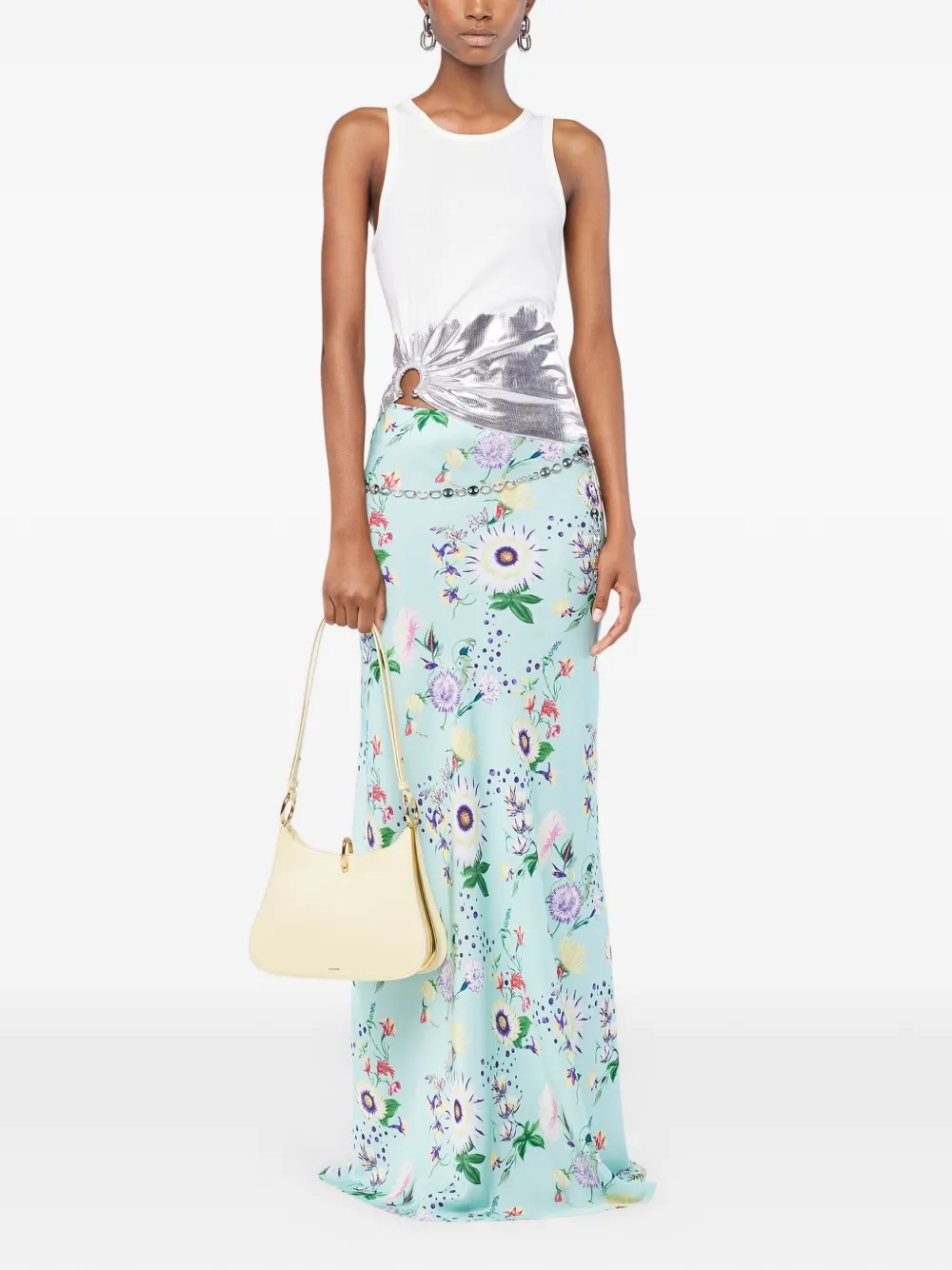 Rabanne Rok met bloemenketting - Blauw