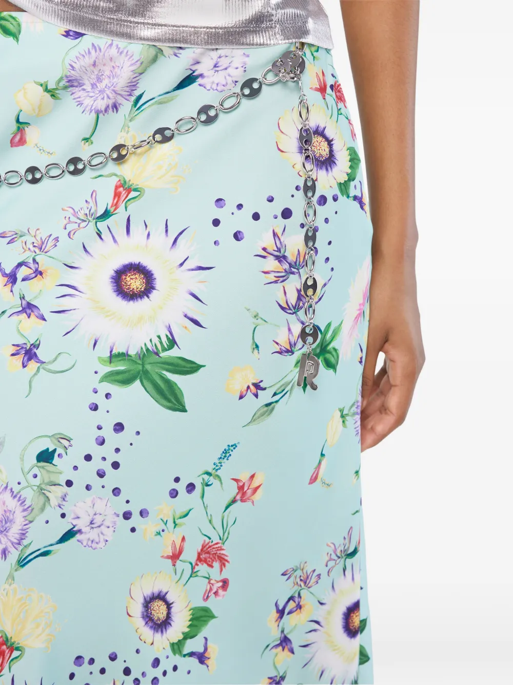 Rabanne Rok met bloemenketting Blauw