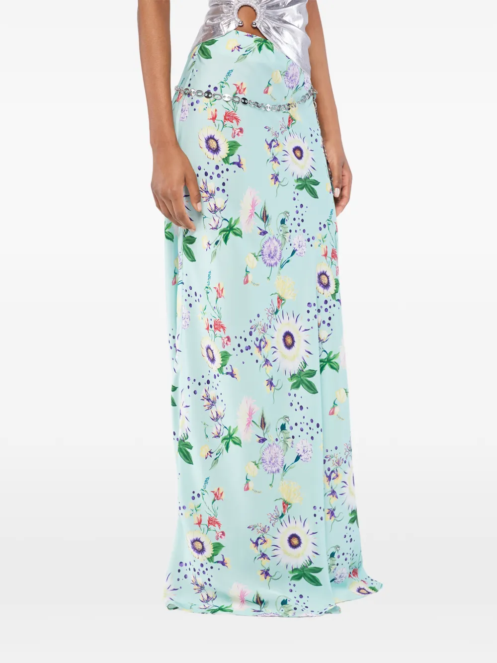Rabanne Rok met bloemenketting Blauw
