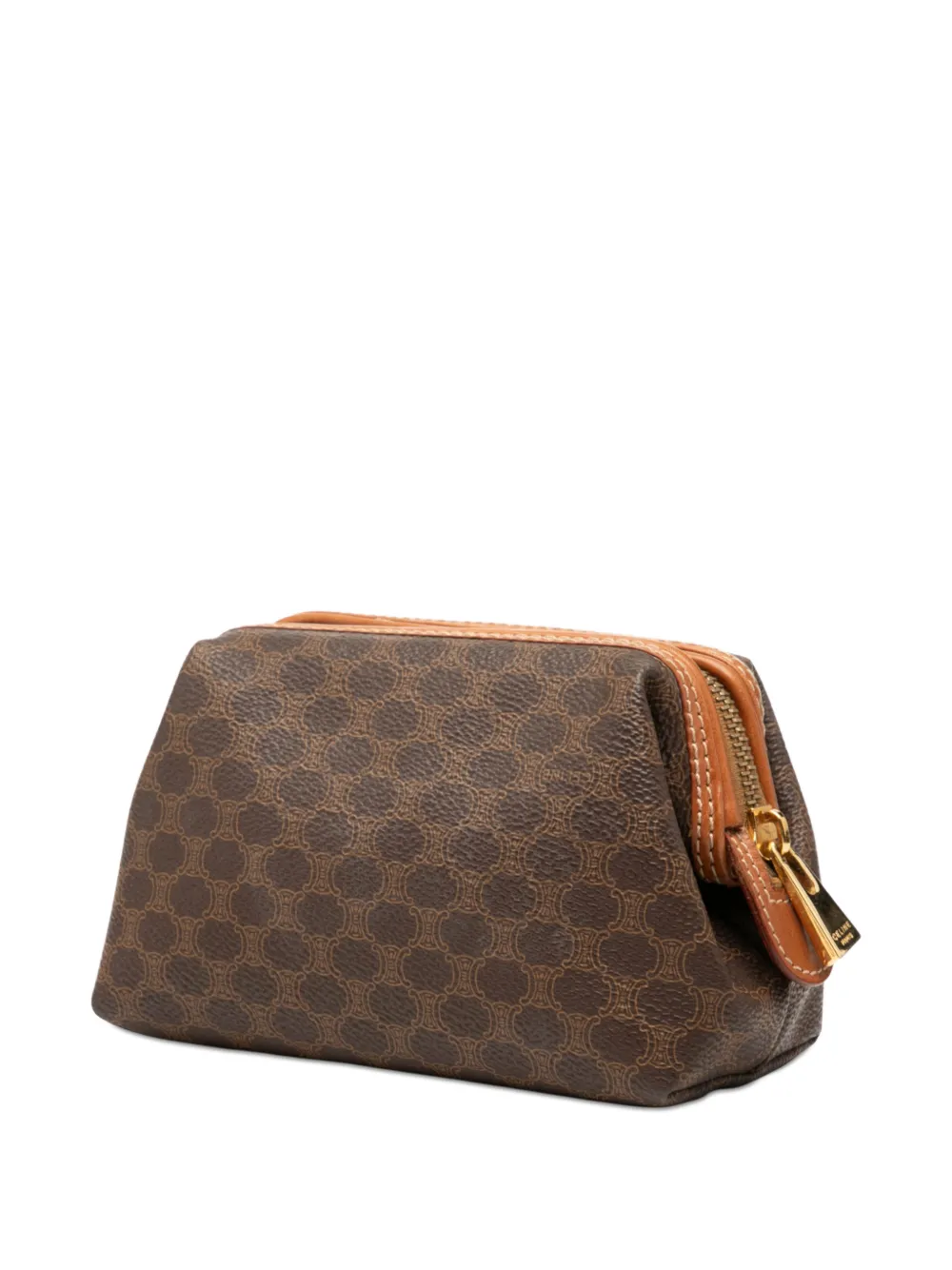 CELINE Pre-owned 1998 Macadam Coated Canvas Pouch In Brown