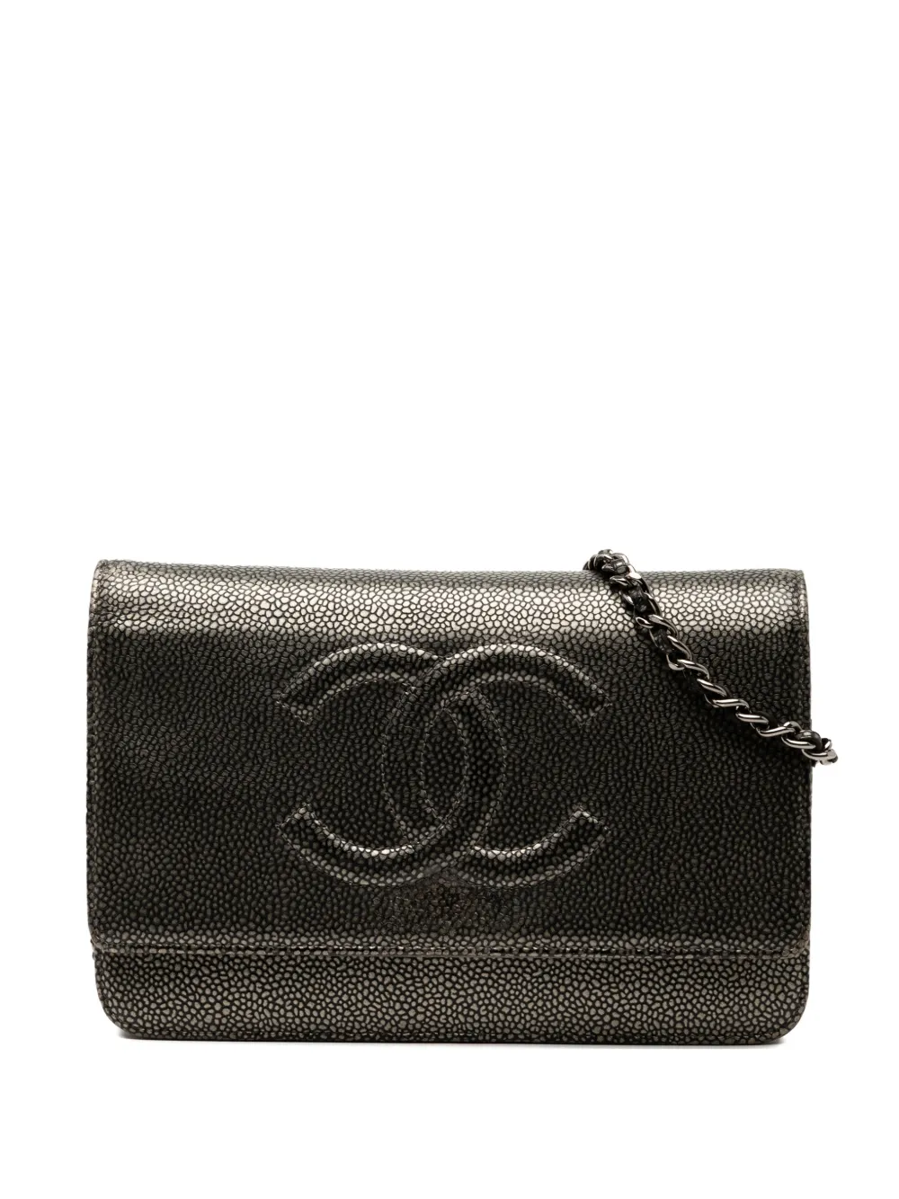 CHANEL Pre-Owned 2013-2014 CC Metallic Caviar Wallet on Chain crossbody bag - Nero