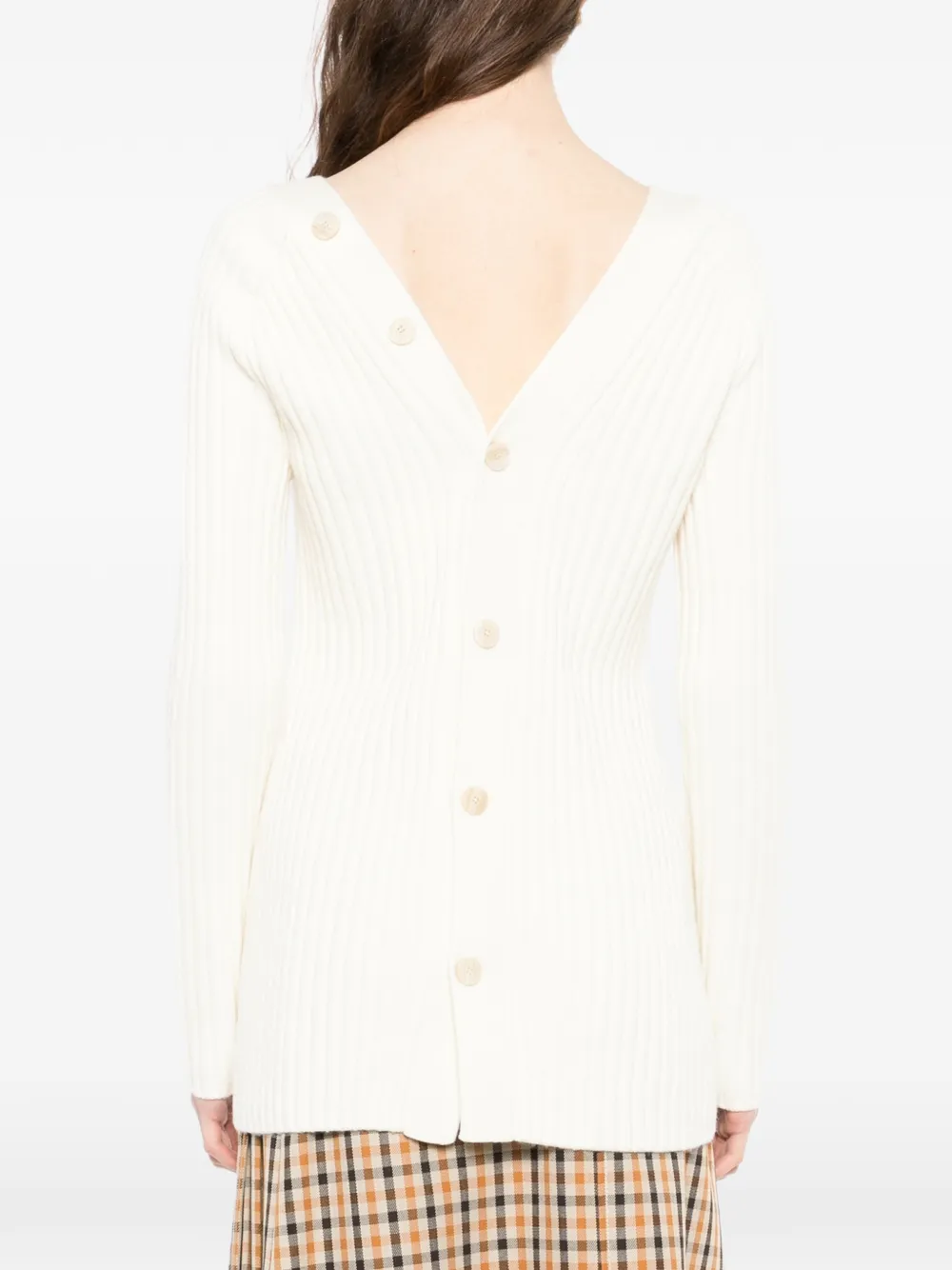 Theory Vest met V-hals en knopen Beige