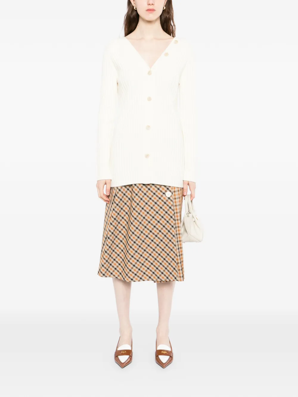  Theory Button-back V-neck Cardigan - Neutrals 