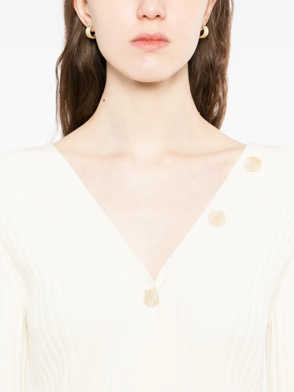 Theory Vest met V-hals en knopen Beige