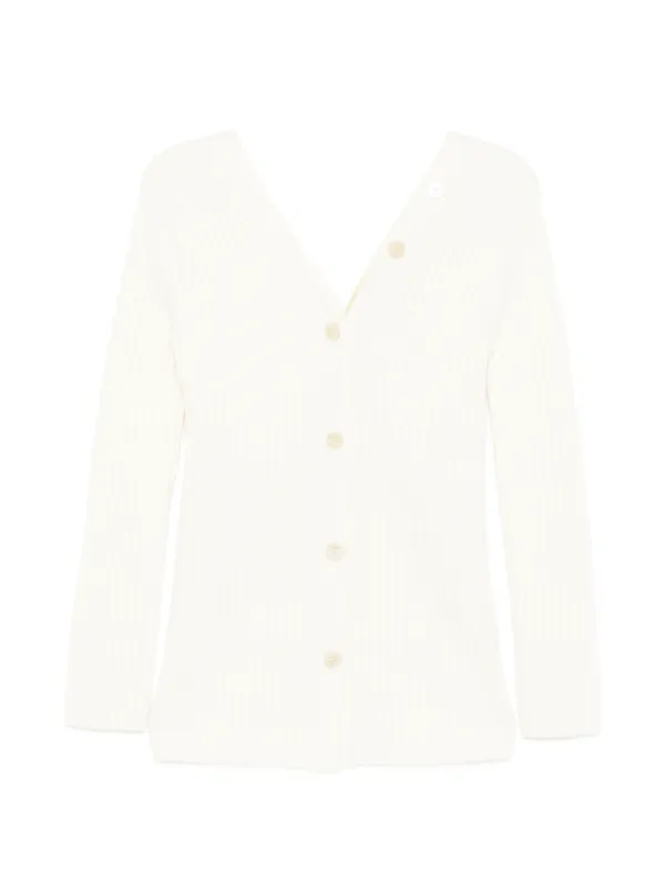 Theory Button-back V-neck Cardigan in Neutrals