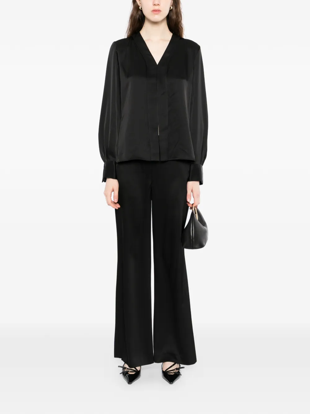  Theory Seam Satin Blouse - Black 