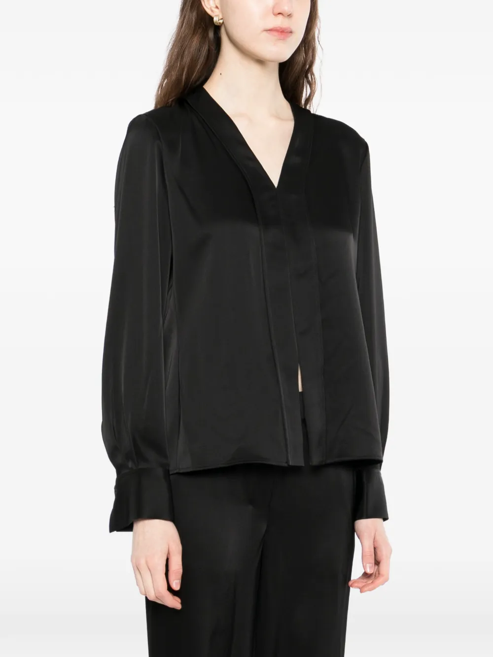  Theory Seam Satin Blouse - Black 