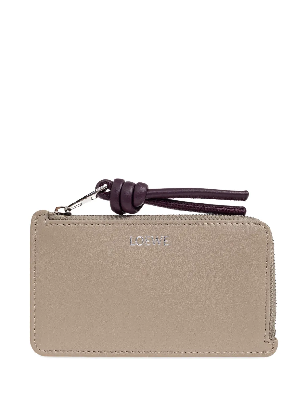 Loewe Zip-fastening Knot-detail Card Holder In Neutral