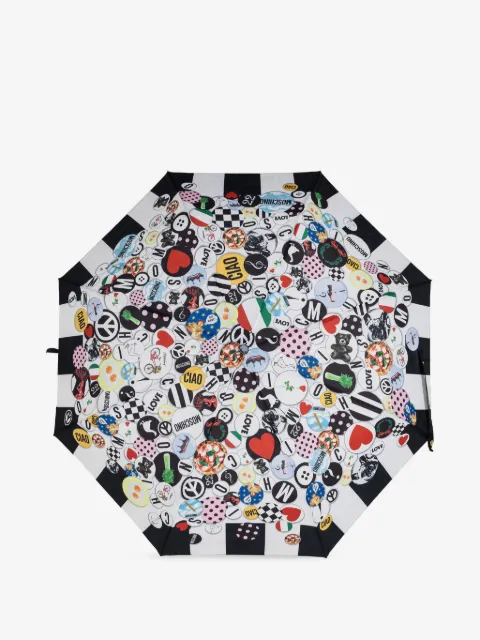 Moschino patterned-border printed umbrella