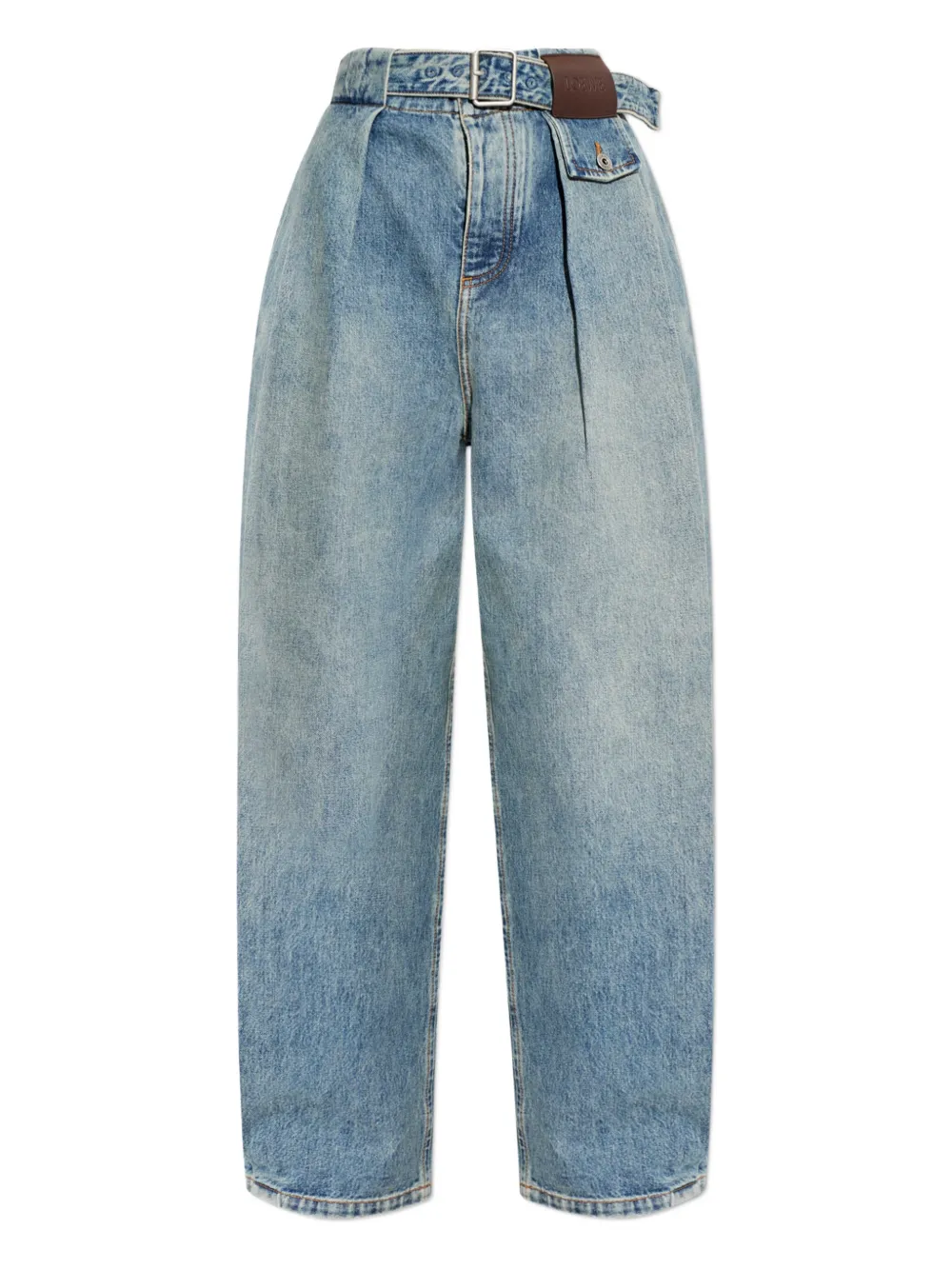 LOEWE belted pleated jeans - Blu