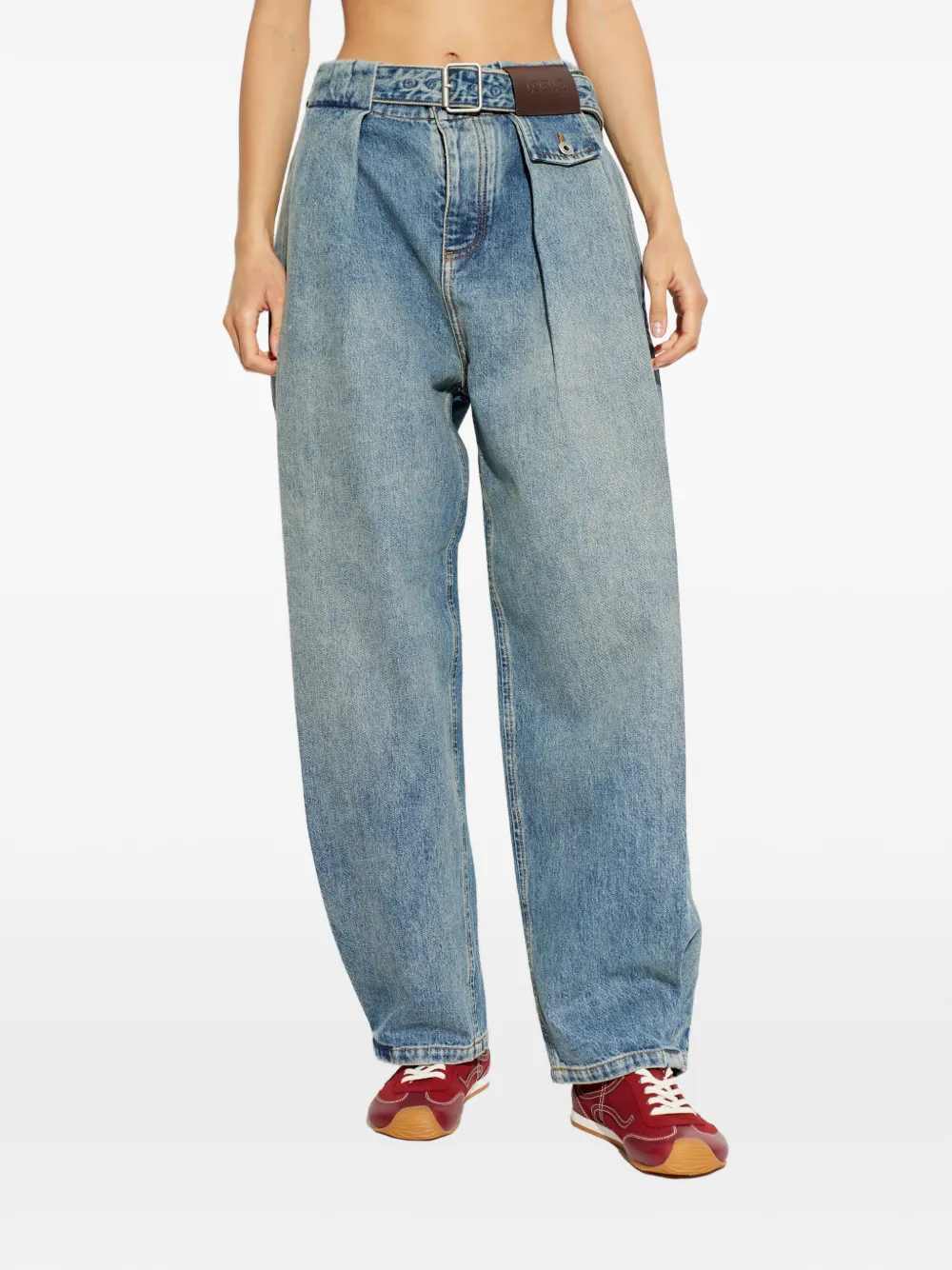  Loewe Belted Pleated Jeans - Blue 