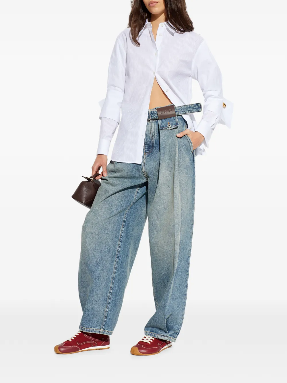  Loewe Belted Pleated Jeans - Blue 