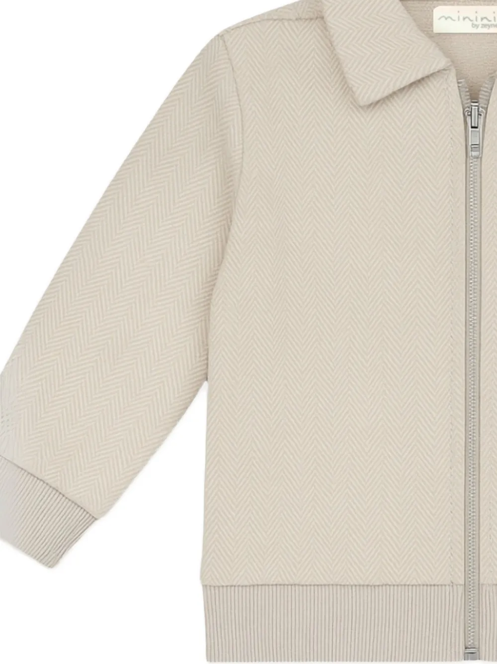  Mininio Herringbone Zip-up Shirt Jacket - Neutrals 