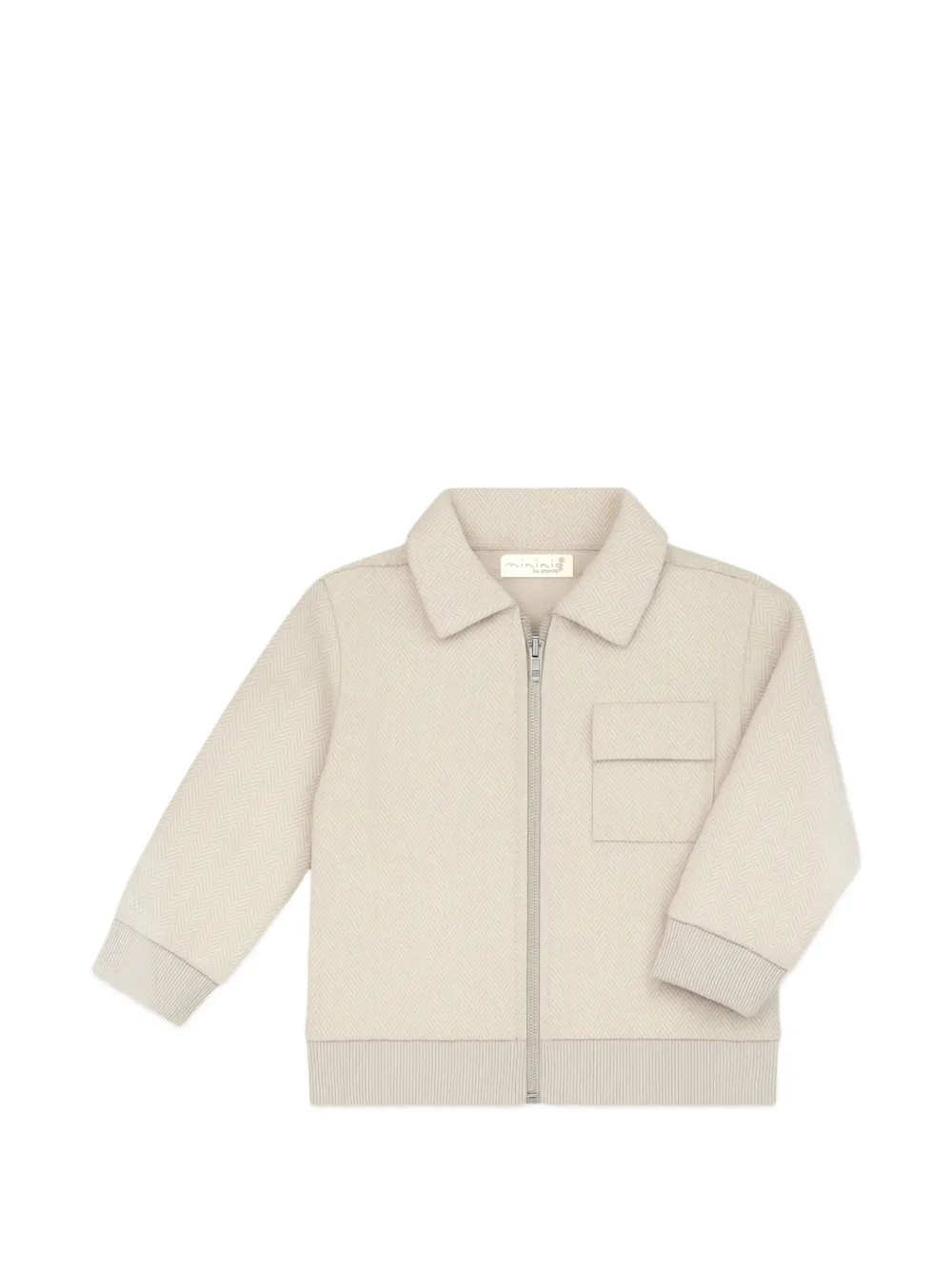 mininio herringbone zip-up shirt jacket - Nude