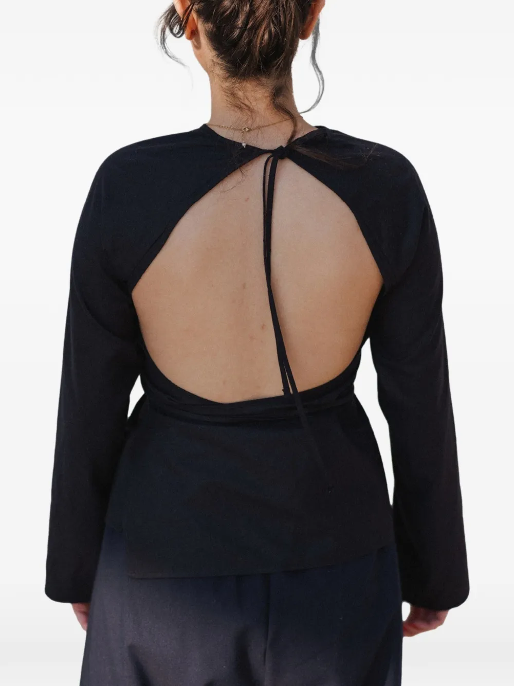 Baserange Apron Silk Maxi Dress In Black