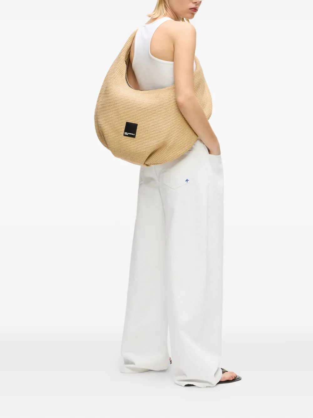  Karl Lagerfeld Jeans Large Logo-patch Shoulder Bag - Neutrals 