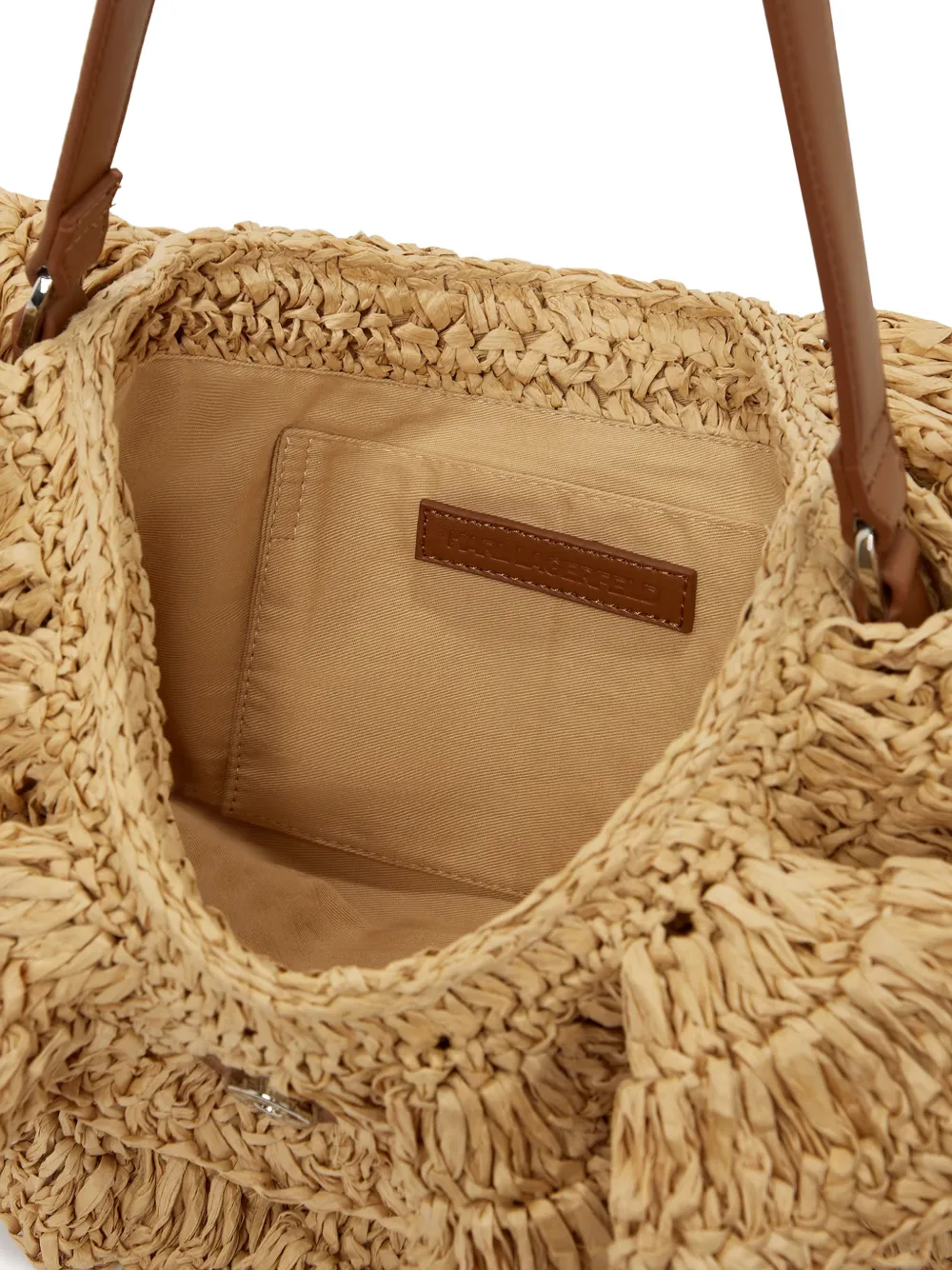 Karl Lagerfeld Raffia schoudertas met ruches Beige