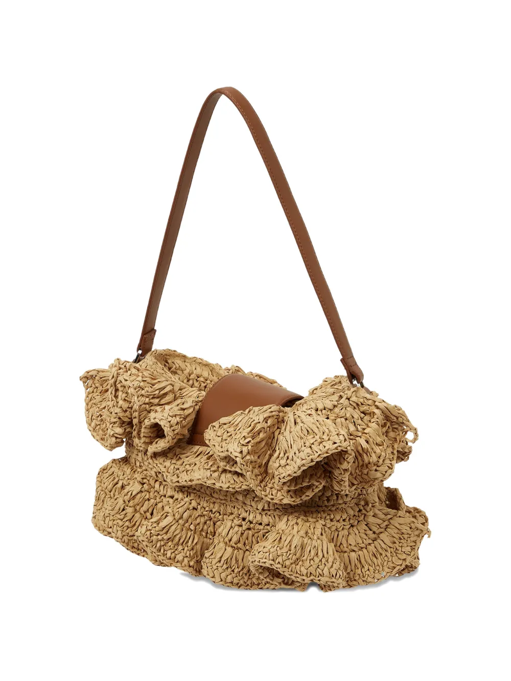  Karl Lagerfeld Raffia Ruffle Shoulder Bag - Neutrals 