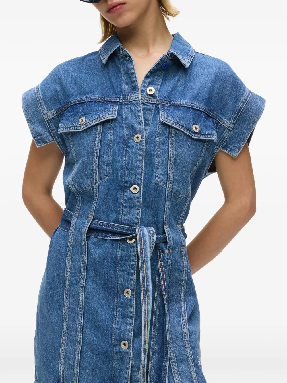 Karl Lagerfeld Jeans Mini-jurk met ceintuur Blauw